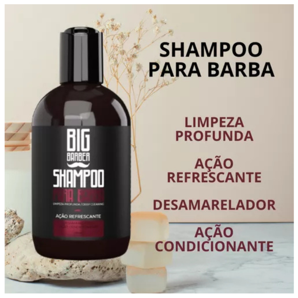 Shampoo Para Barba Big Barber 250ml Limpeza Ação Refrescante