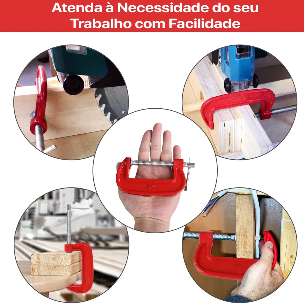 Grampo Sargento Tipo C 3 Polegadas Marcenaria 100mm Pro
