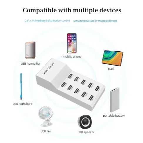 Extensões De Carregamento Usb De 50w Com 6 Usb A / 4 Usb C - detalhe