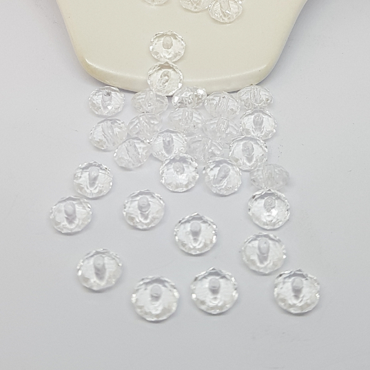 Miçanga Acrílica Cristal Sextavada Com Furo - 8mm Com 200 Unidades