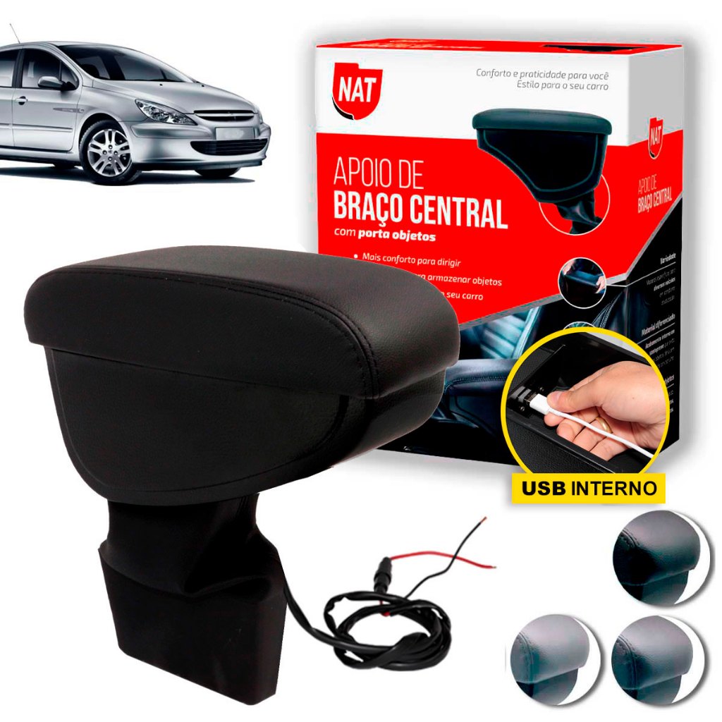 Apoio de Braço 307 2002 Até 2012 C/ Usb em Oferta na Shopee