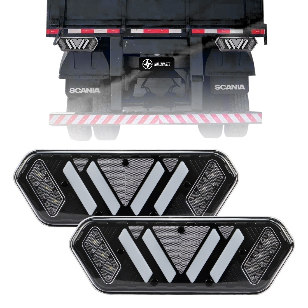 Par Lanterna Traseira Mascara Negra Guerra C/ Sequencial 24v em Oferta na Shopee