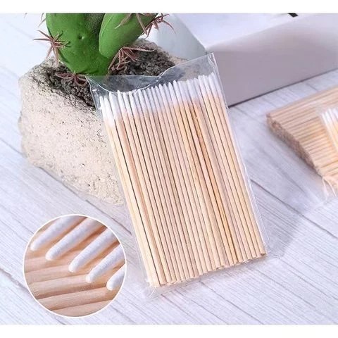 Kit 100/200 Palitos Com Algodão Multiuso Para Cilios,Henna,Unhas em Oferta na Shopee