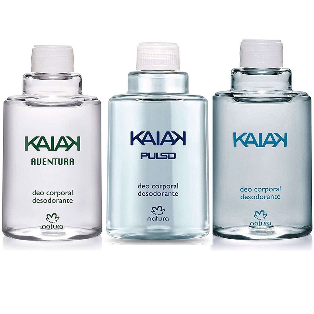 Refil Deo Corporal Masculino Natura 100ml Kaiak Tradicional + Pulso + Aventura