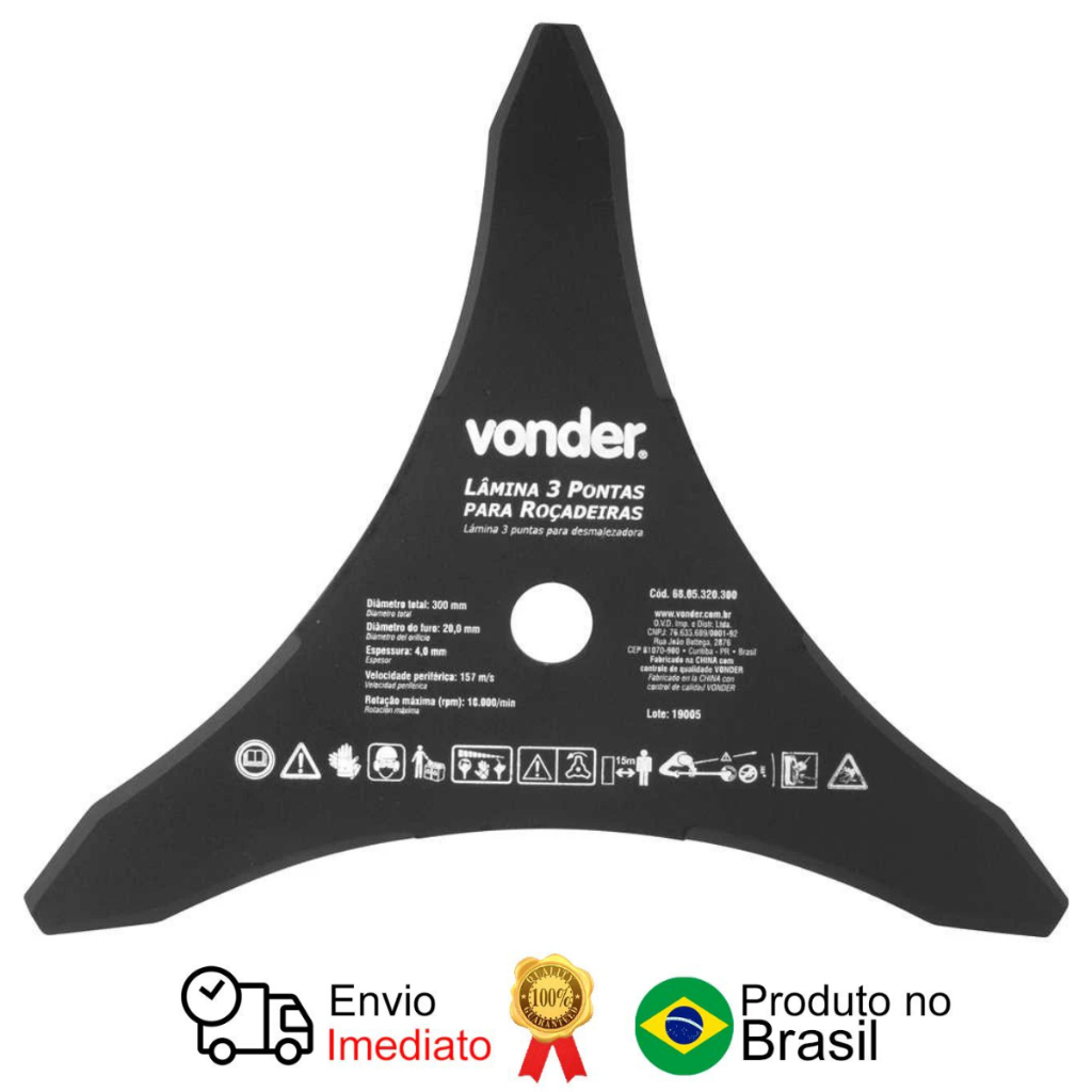 Lâmina De 3 Pontas Roçadeiras 300mm x 20mm Vonder em Oferta na Shopee