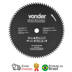 Lâmina Circular S/ Vídea Roçadeira 255x20mm 80 Dentes Vonder