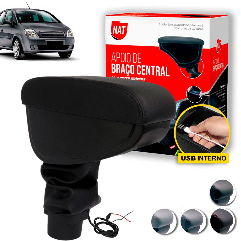 Apoio de Braço Meriva 2003 Até 2012 C/ Usb em Oferta na Shopee