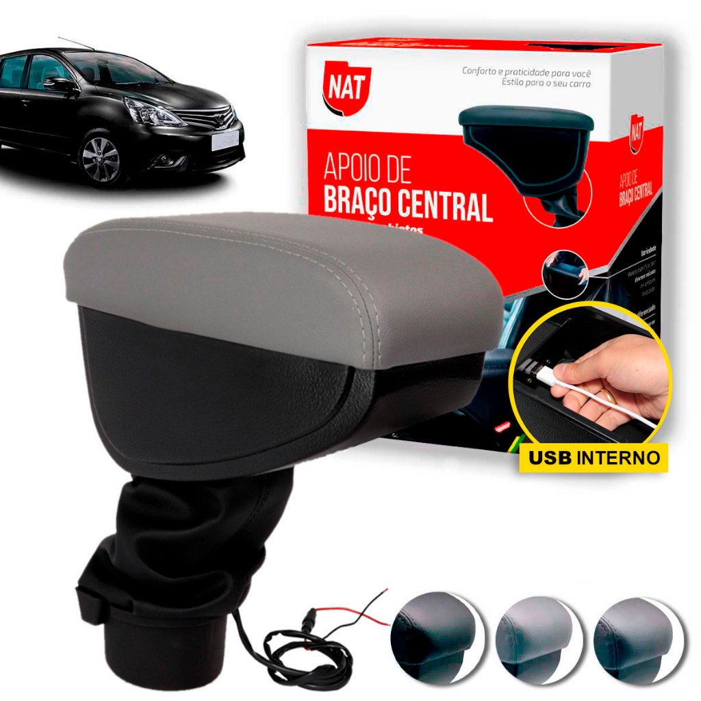 Apoio de Braço Livina 2009 Até 2014 C/ Usb em Oferta na Shopee