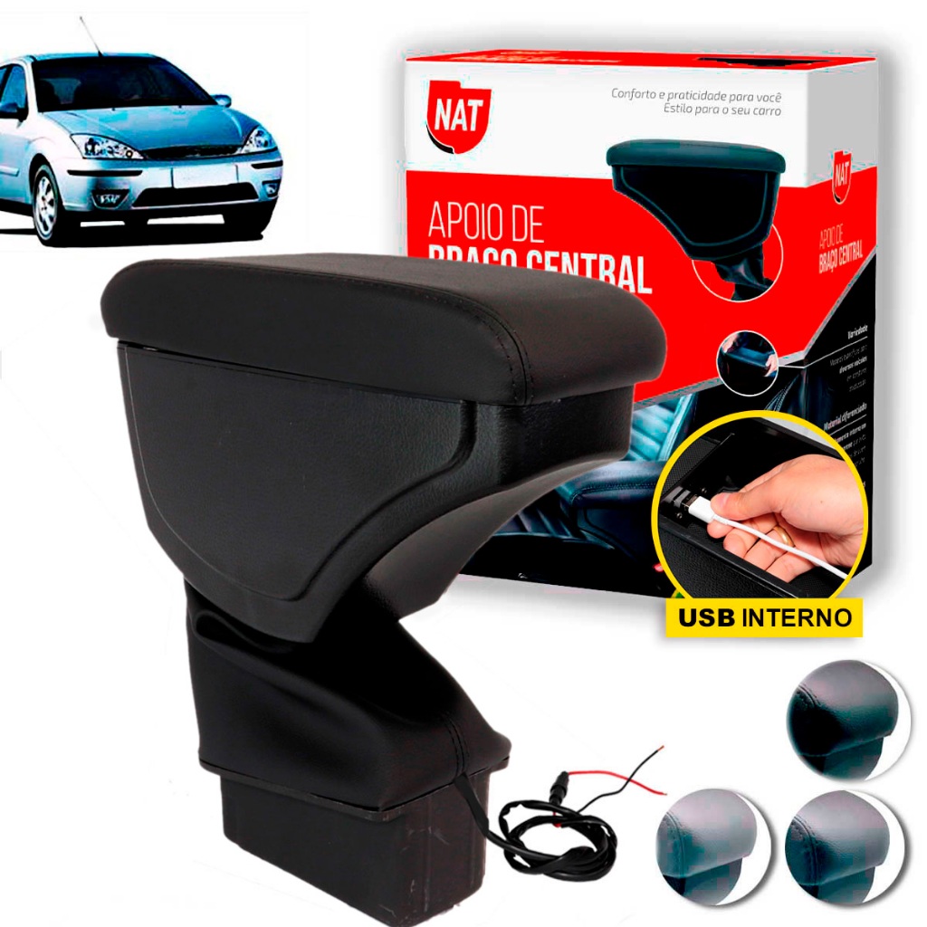 Apoio de Braço Focus 2001 Até 2008 C/ Usb em Oferta na Shopee
