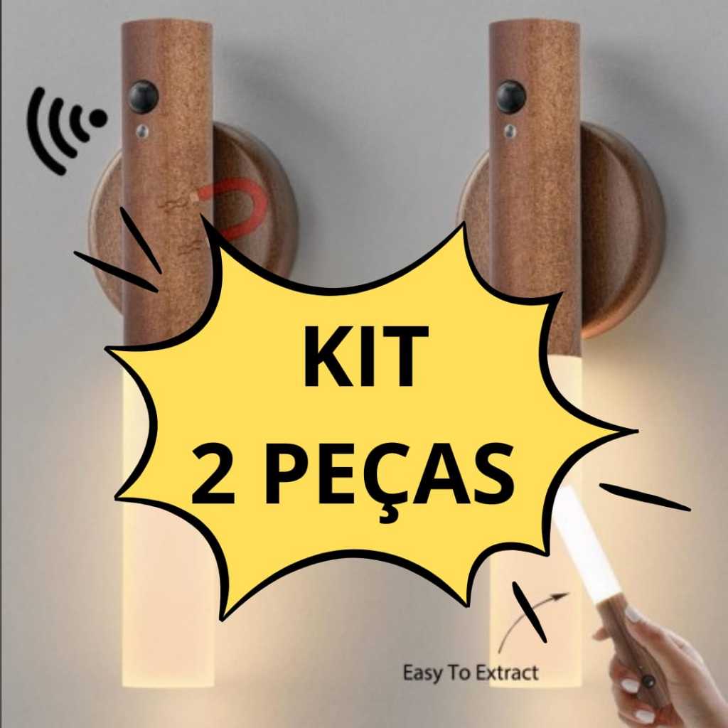 KIT 2 Luz Noturna Inteligente com Sensor LED Lâmpada Magnética Recarregável De Parede ou Cabeceira para Casa MT253 ( 6 )