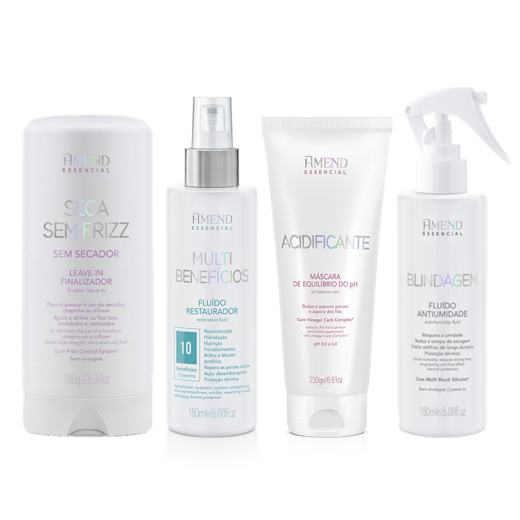 Amend KIT Essencial Leave-in 180g + Máscara 250g + Fluído Multibenefícios e Fluído Antiumidade 180ml