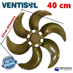 Hélice Ventilador Ventisol 40 cm 6 pás Dourado Original Eixo Redondo 8mm