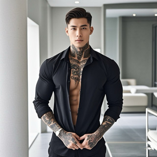 Camisa Social Masculina Manga Comprida Slim Fácil lisa L001