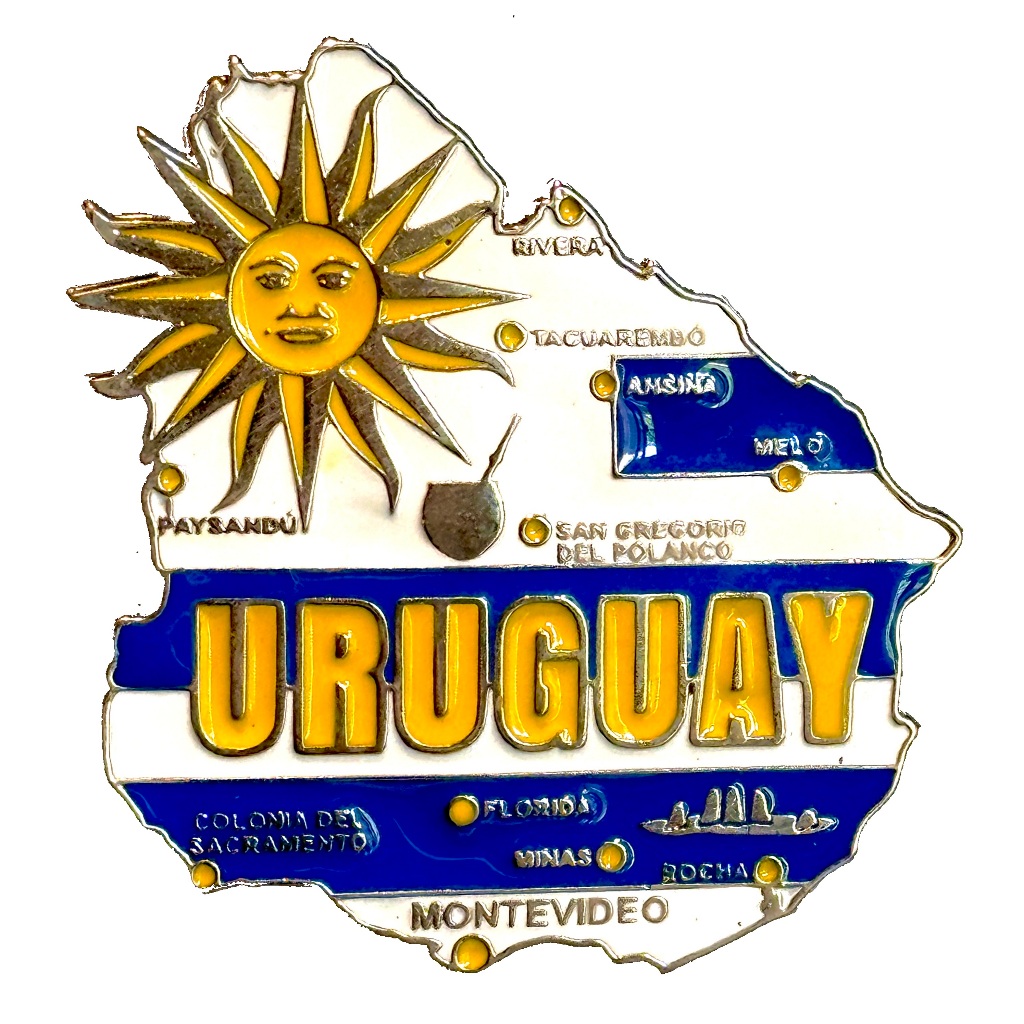 Imã Metal Uruguai  -  Imã de Geladeira Mapa Uruguai Montevideu Punta Del Este