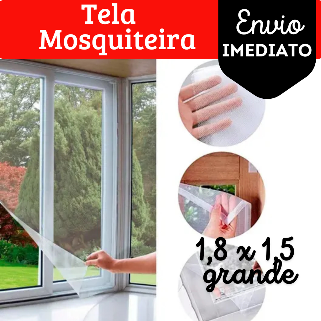 Tela Mosquiteira GRANDE Janela Ajustável 1,80Mx1,50M Anti Insetos Dengue Mosquito