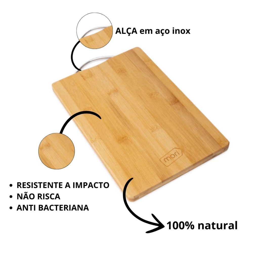 Tábua De Bambu Para Carne Legumes Carne Churrasco Corte De Cozinha 32x22cm