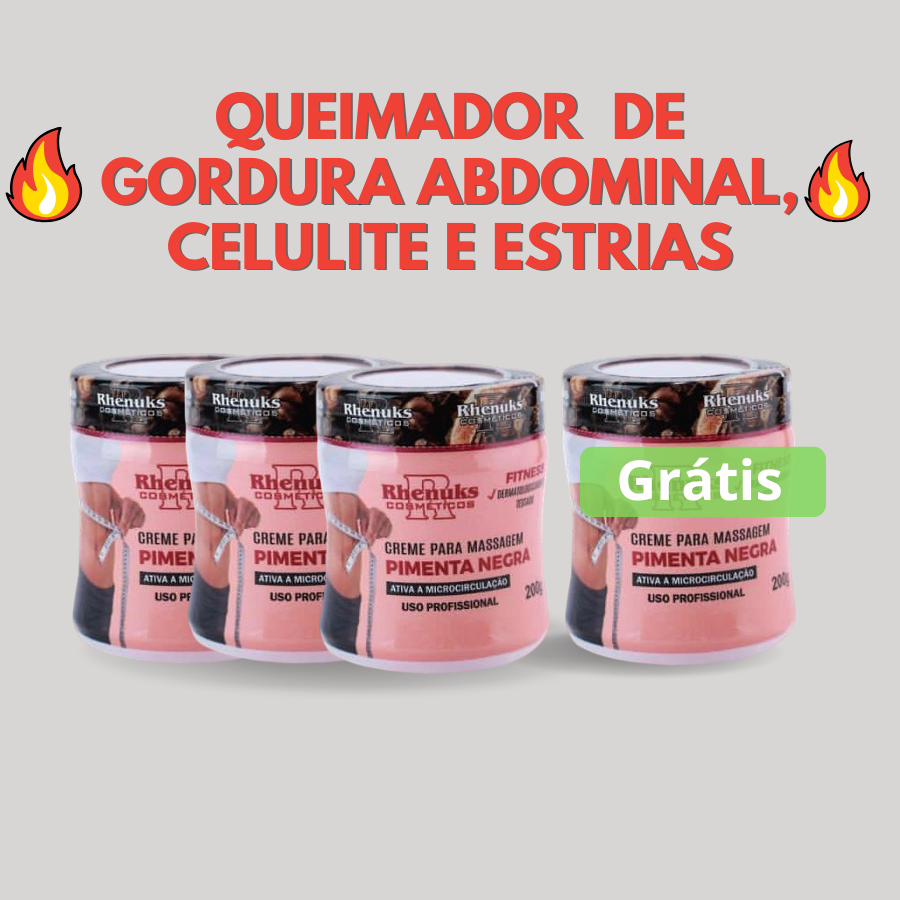 Kit 4 Gel Creme Massageador Pimenta Negra 200G