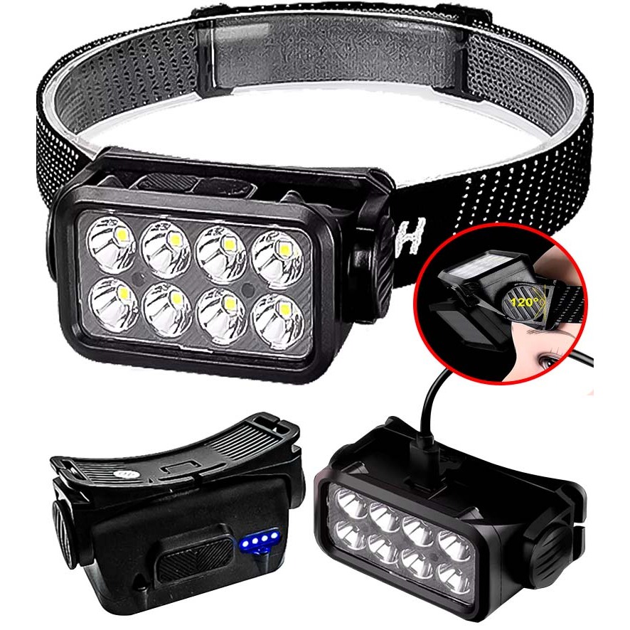 Lanterna de Cabeça Recarregavel Novo Led 3030 Com Sensor de Movimento A prova dagua 5 Modos em Oferta na Shopee