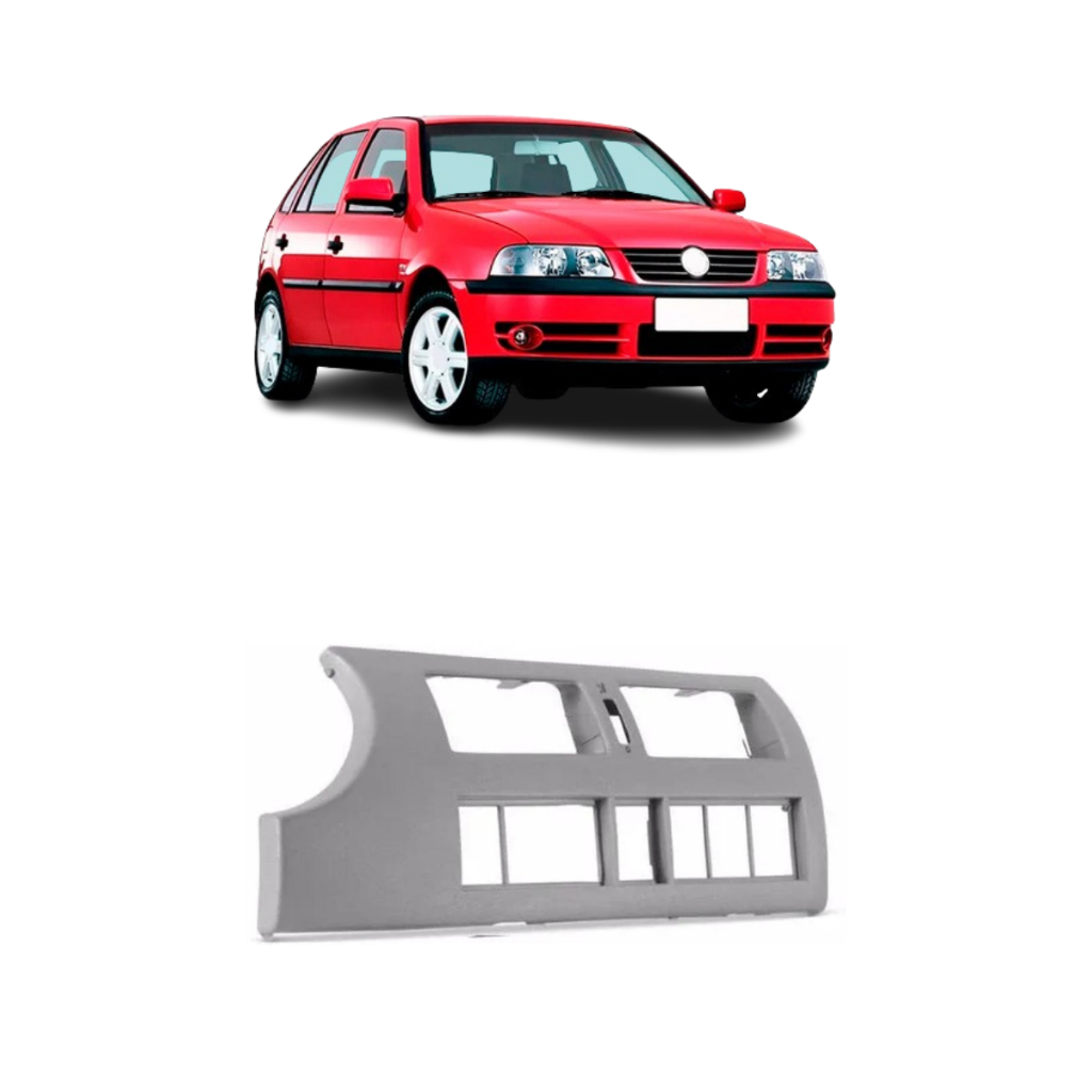 Moldura Central Do Painel Vw Gol Parati Saveiro G3 Cinza Flanel