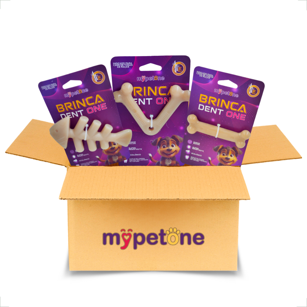 Kit 3 Unidades Brinca Dent One Brinquedo Osso Bamboo Sabor Bacon - MyPetOne