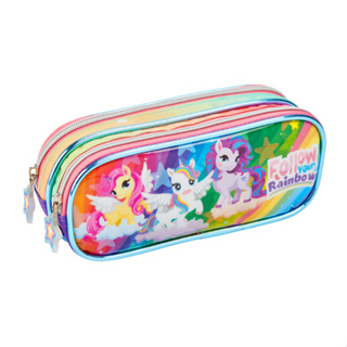 estojo duplo escolar meninas follow your rainbow em Oferta na Shopee