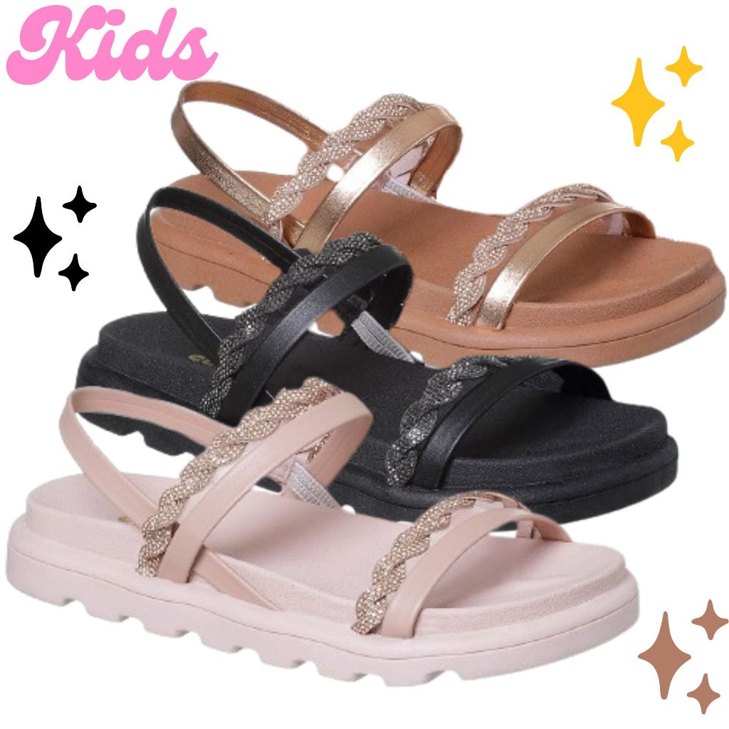 Sandália Feminina Confortável Menina Strass Lançamento Birken Promoção Camin em Oferta na Shopee