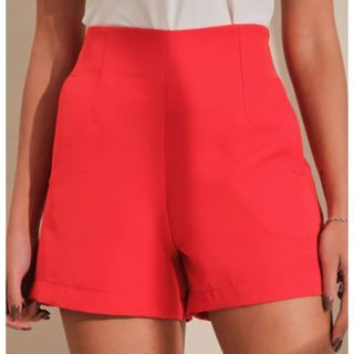 Short Feminino Cintura Alta Com Zíper Lateral Oversize Promoção Atacado Zra Envio Rápido - Isís