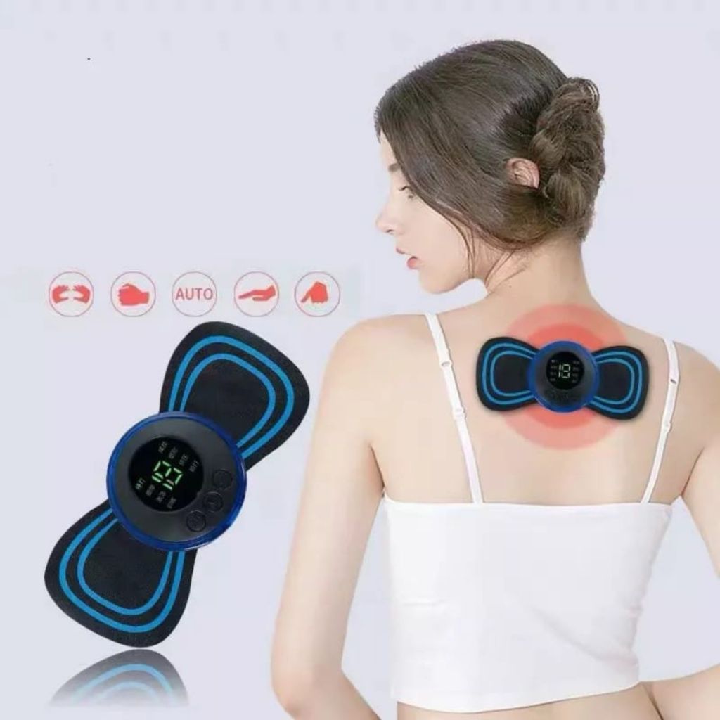 Kit Mini Massageador Elétrico Portátil Recarregável Cervical EMS Alivia Dores Corpo Pescoço  Coluna Pernas ombro