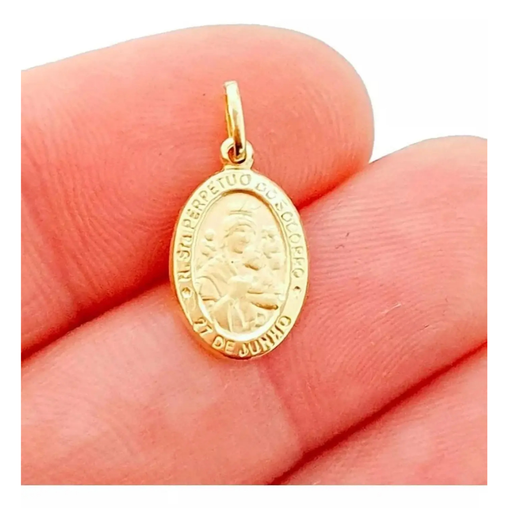 PINGENTE NOSSA SENHORA PERPÉTUO DO SOCORRO EM OURO 18K 750 (cod7y)