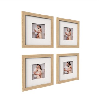 kit 4 quadros decorativo moldura fotográfica 23x23 cm com paspatur moldura amadeirado deco...