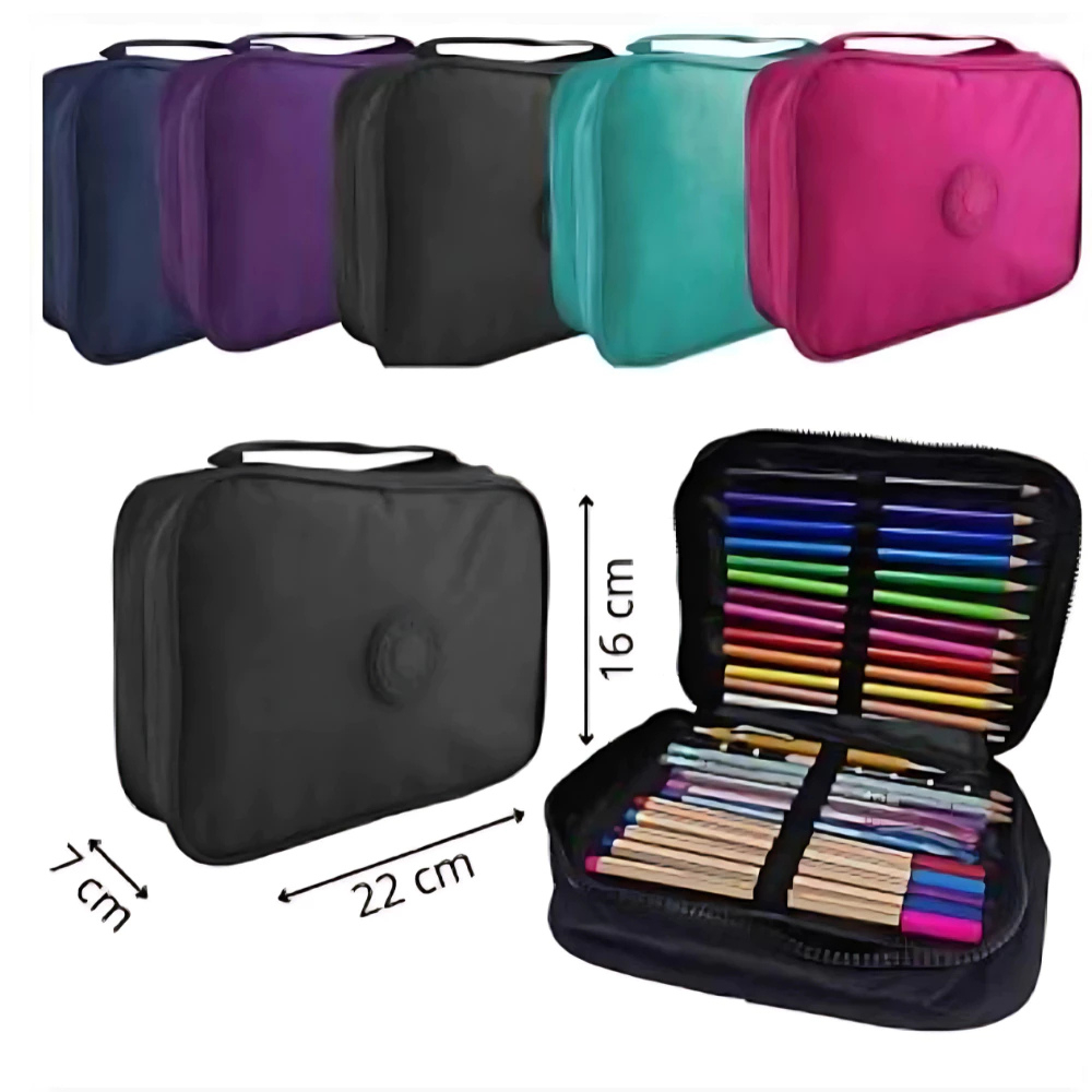 Estojo de Nylon com Alça e Divisórias Estiloso Diversas Cores com Ziper