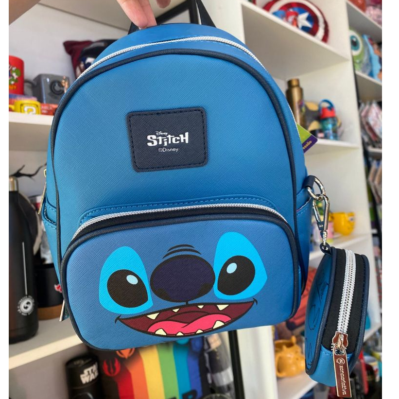 M0CHILA STITCH COM MINI BOLSA NIQUELEIRA OFICIAL DISNEY