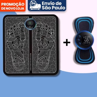 Kit Mini Massageador E Tapete Portátil Recarregável Dor Pescoço Coluna Pernas alívio da d…