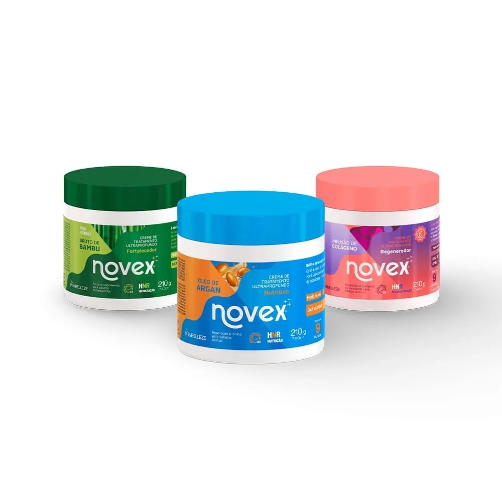 Kit Cronograma Capilar Novex Mini - Bambu + Argan + Colágeno 210G em Oferta na Shopee