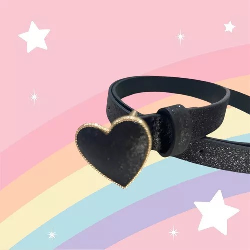 Cinto Kids Infantil Fivela Coração Com Glitter Várias Cores em Oferta na Shopee