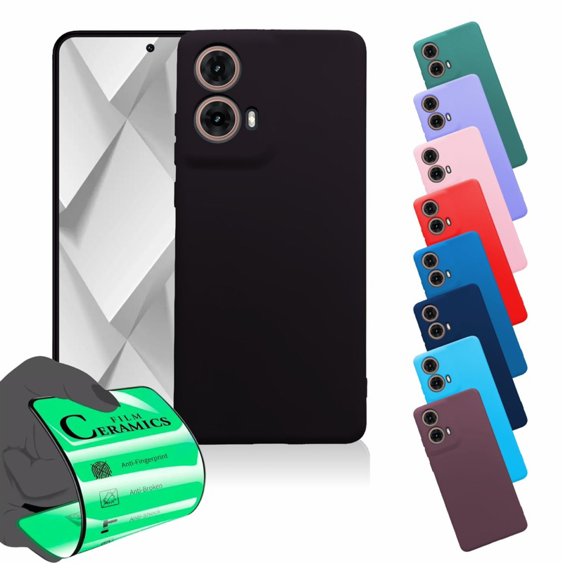 Capa Capinha Anti Shock Aveludada + Película Para Moto G24 e G24 Power