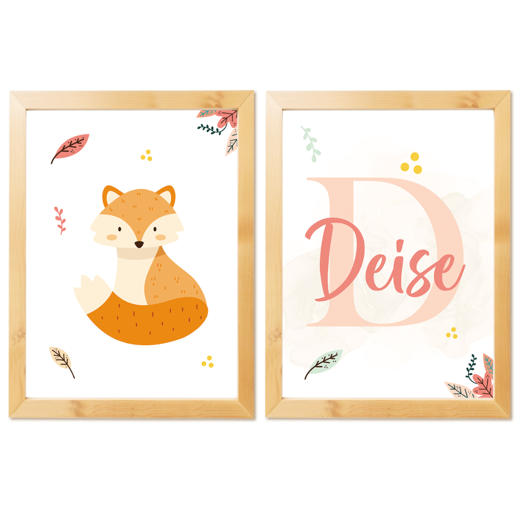 Kit 2 Quadros Decorativos 20x30cm Infantil Personalizado Nome Bebê Para Quarto Ou Porta Maternidade