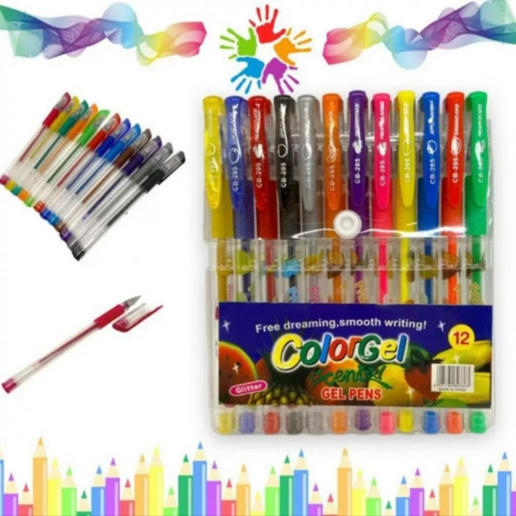 6/8/10/12/24/36 Unidades Canetas Gel Cheirinho de Frutas Coloridas Perfumadas Brilhante Glitter