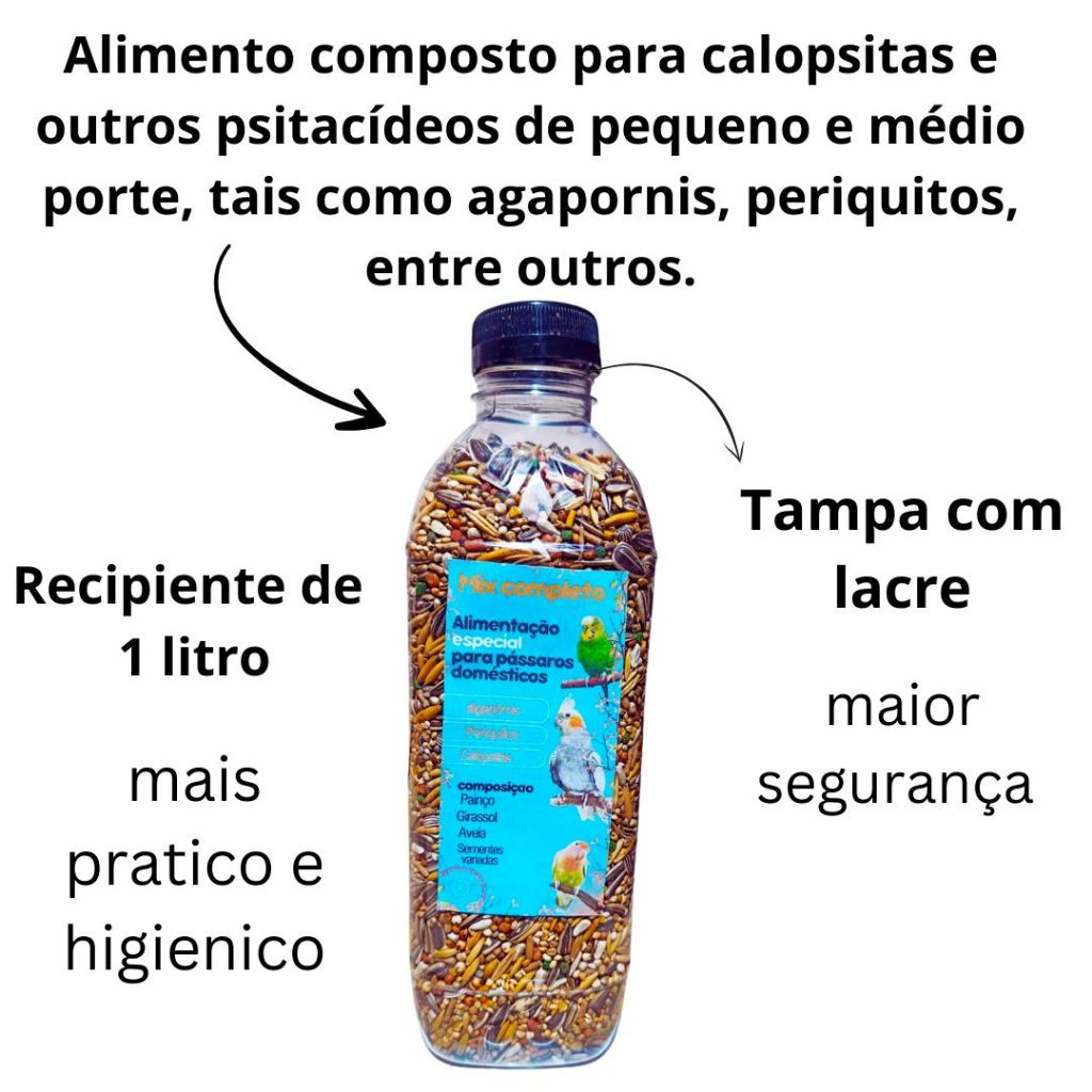 ração sementes para Pássaros  gaiola calopsita Agapornis e Periquitos mistura essencial para aves