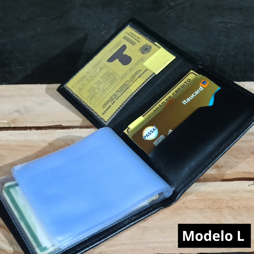 Carteira Masculina em L Sintética Compacta Cartões CNH Cédulas Moedas - Envio Imediato em Oferta na Shopee