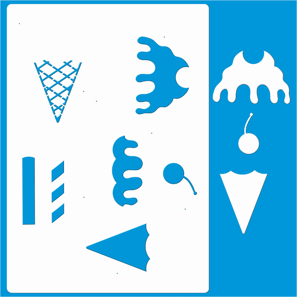 Stencil 21 X 29 Sorvete Molde Vazado Para Pintura Em Tecido Mdf Madeira Parede Camiseta Pano Prato