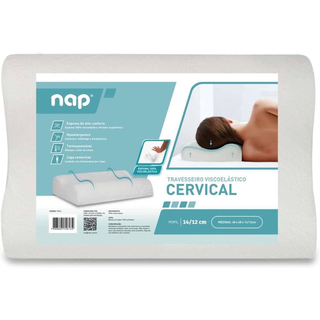 Travesseiro Cervical Comfort Nasa Ortopédico Anatômico - D40 Viscoelástico Nap Promoção em Oferta na Shopee
