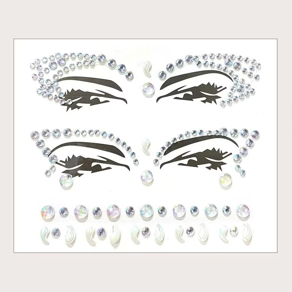 Kit 2 Adesivo Strass Glitter Pedra Rosto Maquiagem Carnaval