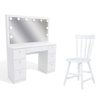 Penteadeira Ditália 7Gavetas c/Cadeira + kit luz PE-80 em Oferta na Shopee