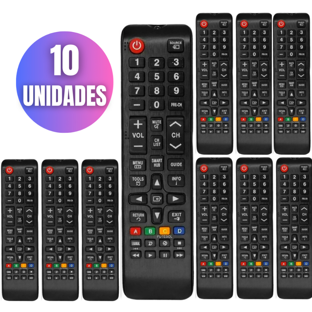Kit 10 Controle Remoto Compatível Samsung TV TODOS OS MODELOS LCD LED 4k