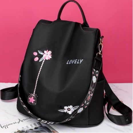 Mochila Bolsa Feminina Alça Lateral Ajustável Antifurto Impermeável Flor 2 Alças