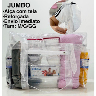 Bolsa Sacola Transparente COM TELA Presidio Cristal PVC Jumbo E em Oferta na Shopee