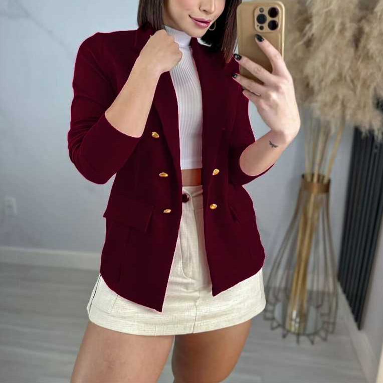 Blazer Elegante Feminino Sem Forro Casaco Alfaiataria Acinturado Envio imediato