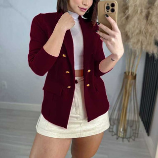 Blazer Elegante Feminino Sem Forro Casaco Alfaiataria Acinturado Envio imediato
