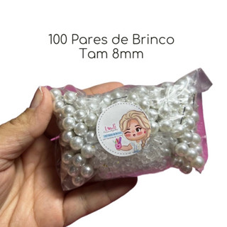 100 Pares de Brinco Pérola 8mm em Oferta na Shopee